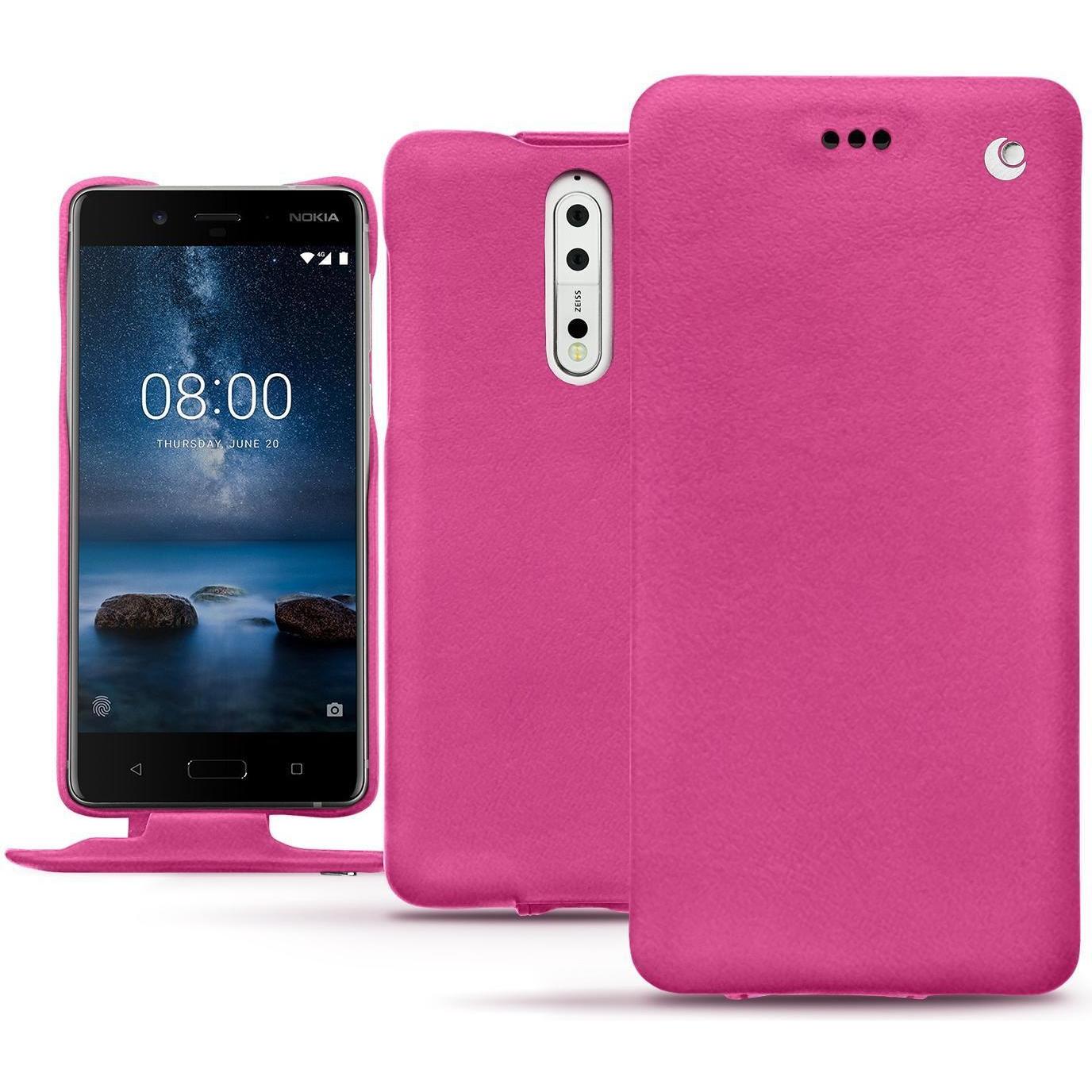 Thumbnail - Noreve Lederschutzhülle vertikal (Nokia 8), Smartphone Hülle, Rosa