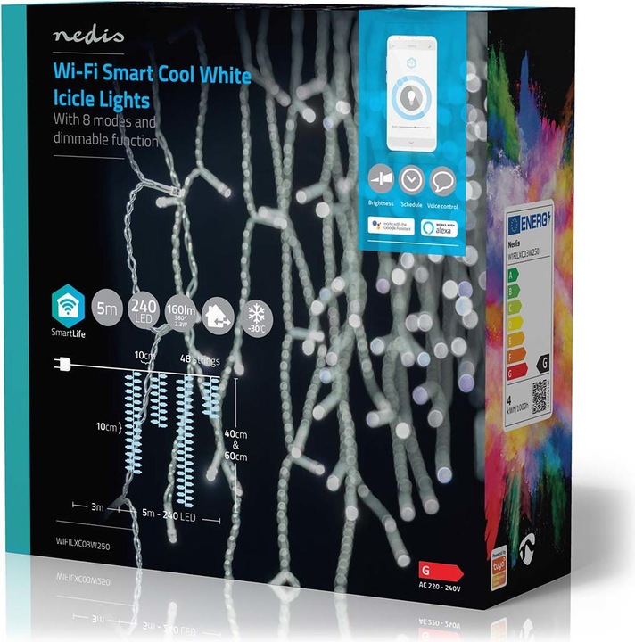 Image du produit Nedis SmartLife Décorative LED | Wi-Fi | Blanc froid | 240 LED | 5.00 m | Android™ / IOS (0.21 m)