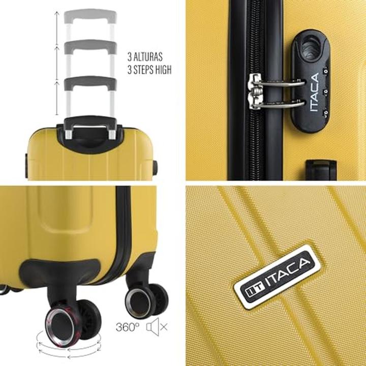 Actual product image Itaca Rigid Suitcase Set with 4 Spinner Wheels and Combination Lock