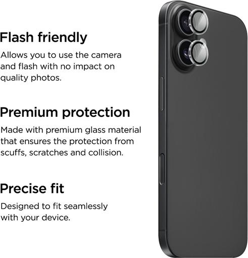 Actual product image Eiger Camera lens protection ring Mountain Glass (1 pcs., Apple iPhone 16, Apple iPhone 16 Plus, Apple iPhone 17)