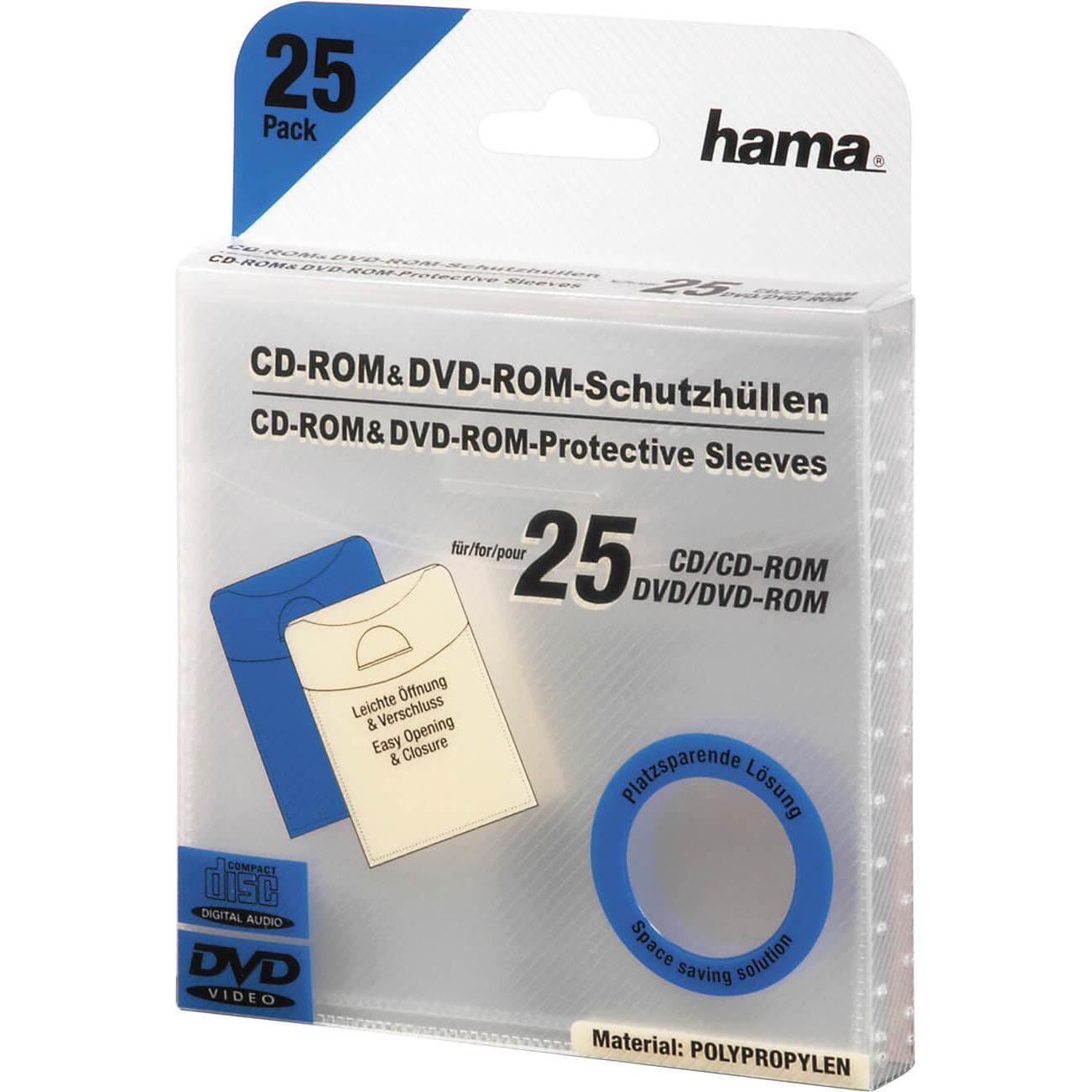 Hama Buste protettive per CD/DVD 25, Trasparente, Accessori per disco ottico