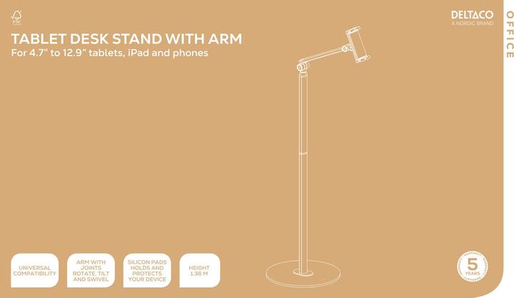 Produktbild Deltaco Universalus grindų stovas OFFICE, planšetėms, 4,7" - 12,9" / ARM-0561 (Volla Tablet)