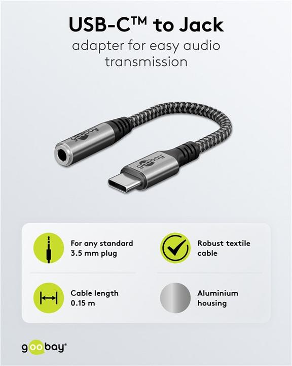 Actual product image Goobay USB-C to jack adapter (USB Type C, 3.5mm socket)