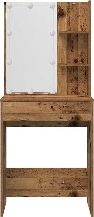 Actual product image VidaXL Schminktisch-Set mit LED-Leuchten Altholz-Optik Holzwerkstoff (60 x 40 x 140 cm)