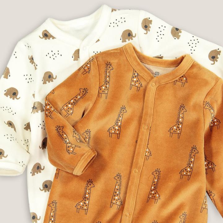 Image du produit La Redoute Collections Lot de 2 grenouillères en velours (68)