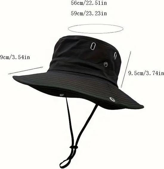 Produktbild Dema Fischerhut Boonie Hat Sonnenschutzhut extra grosse Krempe Schwarz (56)