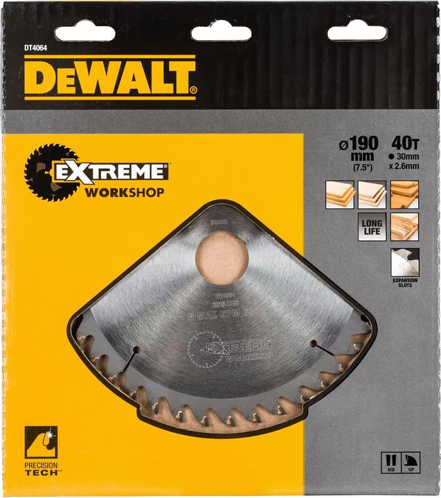 Actual product image DeWalt DT4064QZ EXTREME Circular saw blade 190x30x2.6 40WZ 10°