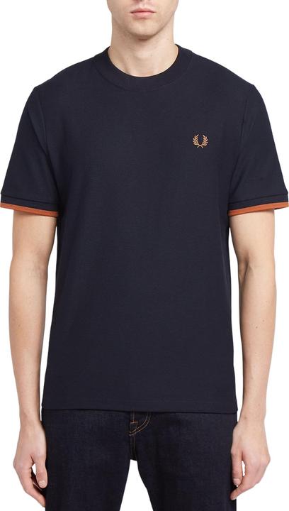 Actual product image Fred Perry Mens Tipped Pique Cuffed T-Shirt (XS)