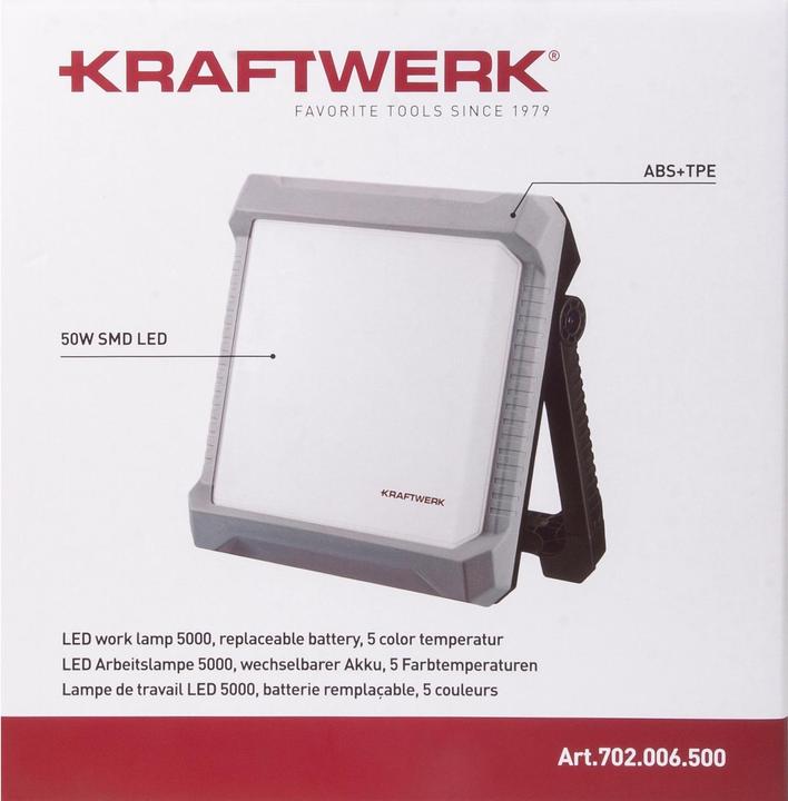 Actual product image Kraftwerk LED Arbeitslampe wechselbarer Akku, Farbtemperaturen (5000 lm)