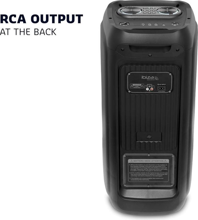 Produktbild Ibiza Leistungsstarker Bluetooth-Lautsprecher mit LED-Beleuchtung, Mikrofon- und Gitarreneingängen