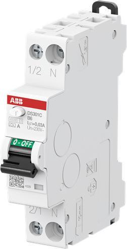 Produktbild ABB DS301CB6A30 DS301CA-B6/0,03 FI/LS-Schalter 6kA 1P+N 2CSR255163R1065