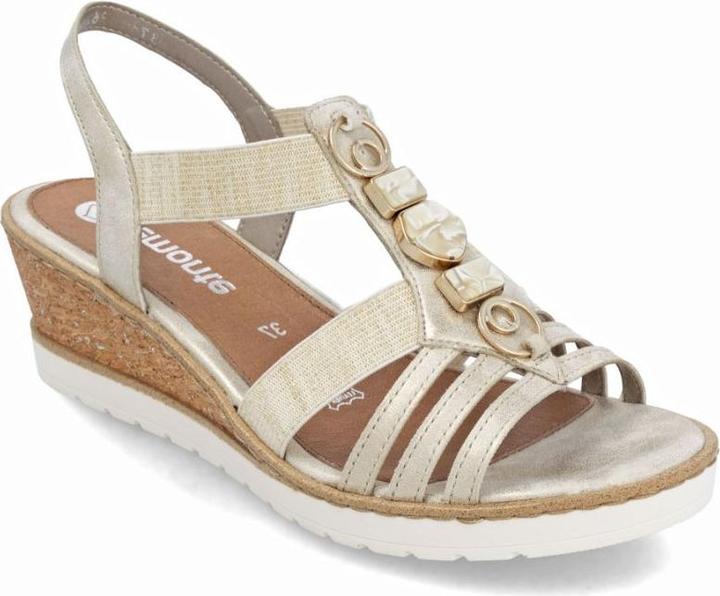 Remonte Women's wedge sandals with elastic bands, gold, R6264-91 (40)