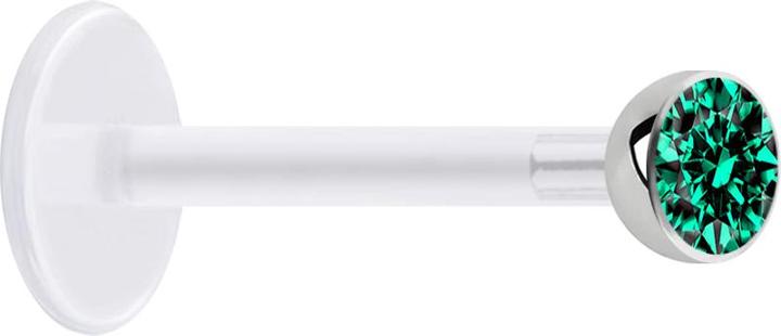 Immagine prodotto Star Piercing Micro Labret trasparente con sfera e cristallo turchese (senza ottone, Acciaio chirurgico 316L, Materiale sintetico)