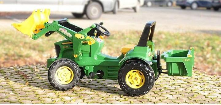 Actual product image Rolly Toys Pedal tractor John Deere 7930 with front loader + skip, tread tyres