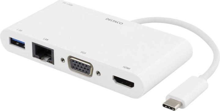 Produktbild Deltaco USB-C connection station, 100W USB-C PD, HDMI, 1.5A USB-A, Gigabi (USB-C, 1 Ports)