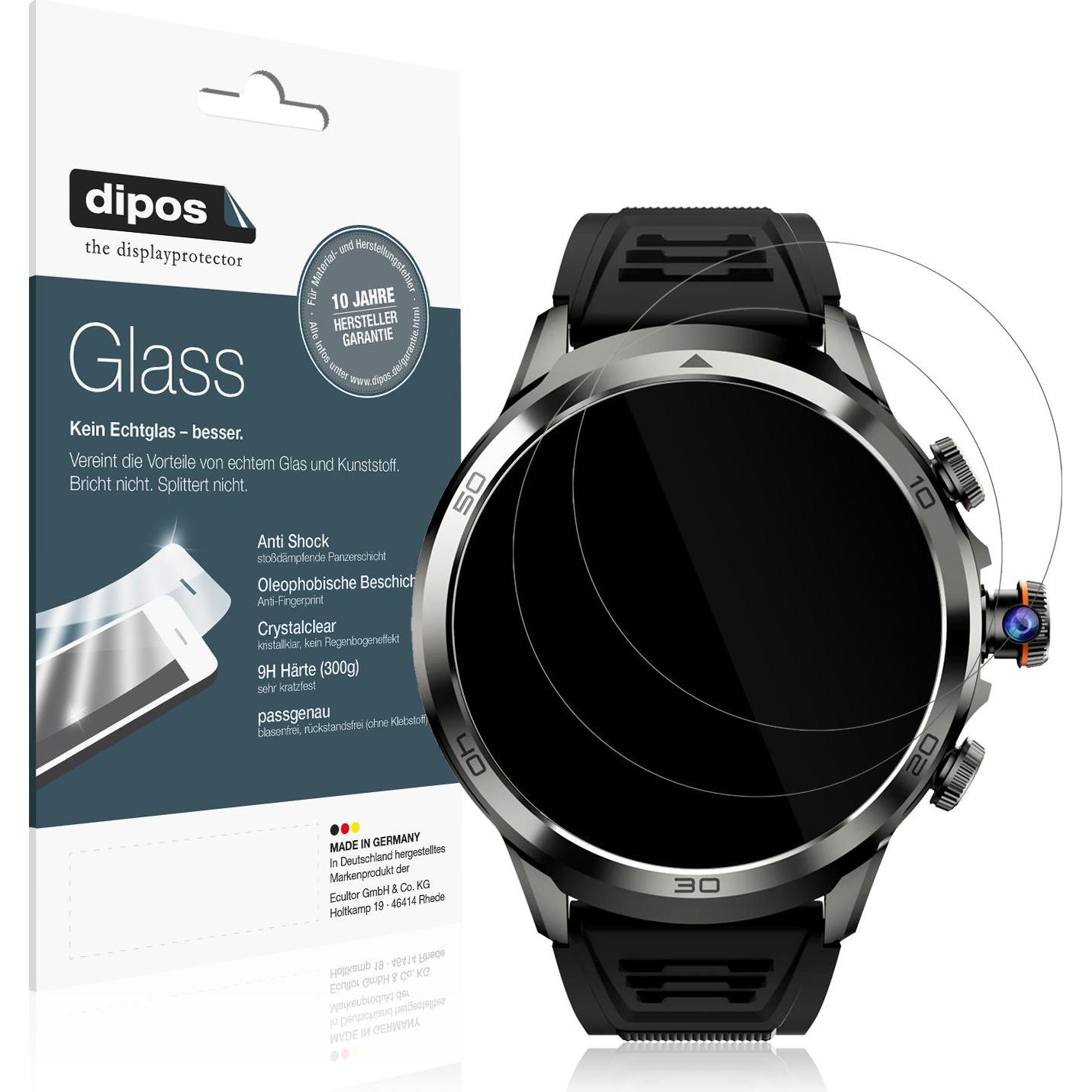 Dipos Anti-Shock Displayschutz 9H, Smartwatch Schutzfolie, Transparent