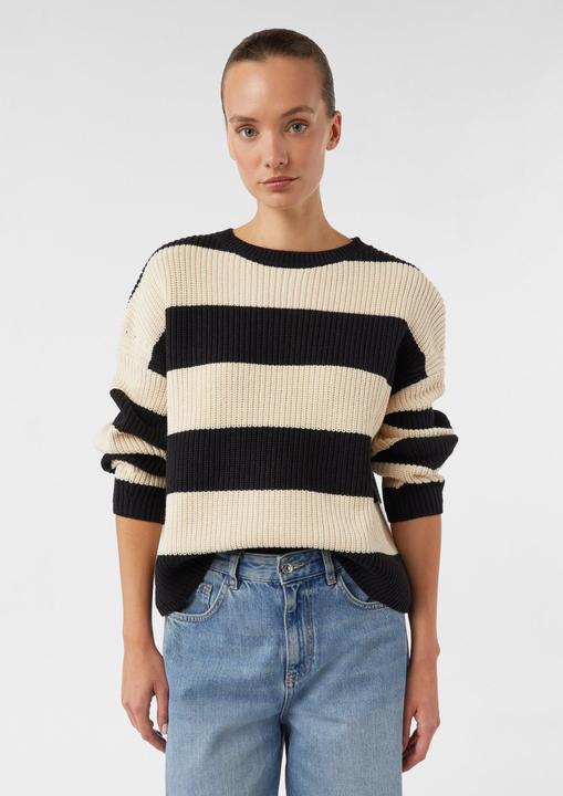 Produktbild Comma Strickpullover Ringelpullover aus Grobstrick mit dezenten Pailletten (XL)