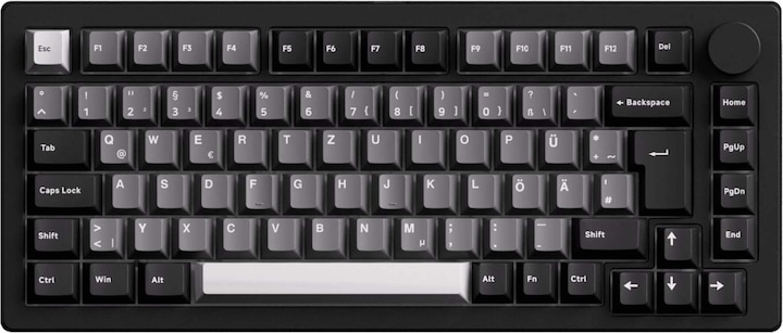 Actual product image Akko MonsGeek M1 V5 VIA Black & Silver Keyboard ISO-DE/UK/Nordic layout Creamy Purple Switch (DE, Cable)