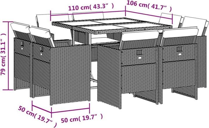 Actual product image vidaXL Garten Essgruppe (110 x 106 x 73 cm)