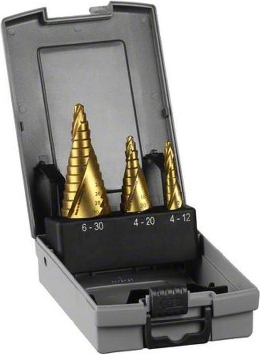 Produktbild Bosch Professional Zubehör HSS-TiN-Stufenbohrerset, 3-tlg., 4-12/4-20/6-30 (4 - 20, 4 - 12, 6 - 30)