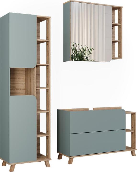 Vicco Badmöbel-Set Karen 3-teilig - Anthrazit/Weiß Mit Waschbeckenunterschrank