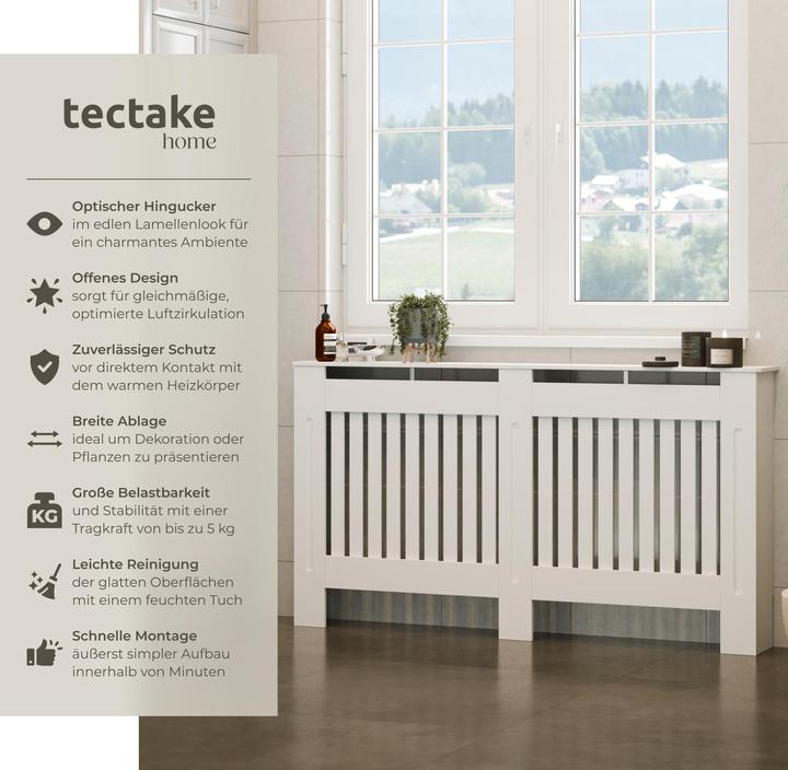 Actual product image tectake Heizkörperabdeckung Vila, im Lamellendesign, mit Ablage