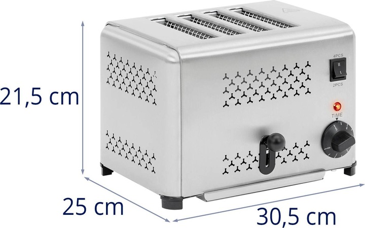 Produktbild Royal Catering Gastronomie-Toaster 4 Scheiben 1800 W Timer Krümelschublade Edelstahl