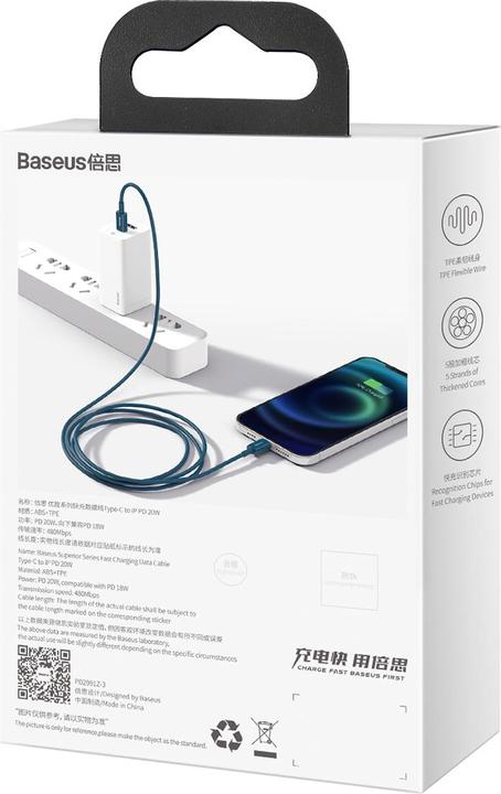 Productafbeelding Baseus Superior Serie Kabel USB-C naar iP, 20W, PD, 1m (blauw) (1 m, USB 2.0, 20 W)
