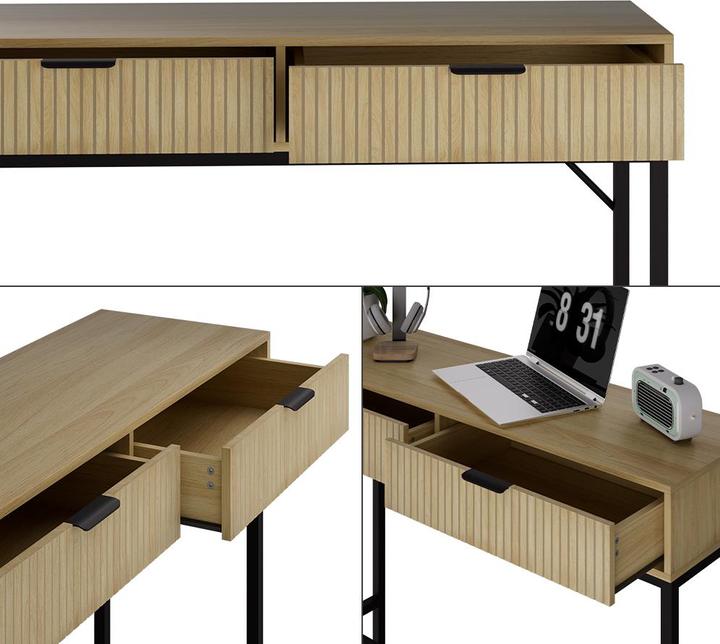 Image du produit Vicco Bureau Lennox, chêne/noir, 100 x 30 cm avec 2 tiroirs (100 x 75 x 30 cm)