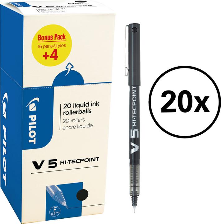 Pilot Roller Hi-Tecpoint V5 (Schwarz, 20x)