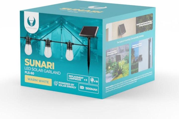 Actual product image Forever Light Solar Garland SUNARI FLS-60 7,5m 10 LED bulbs IP44 (IP44)