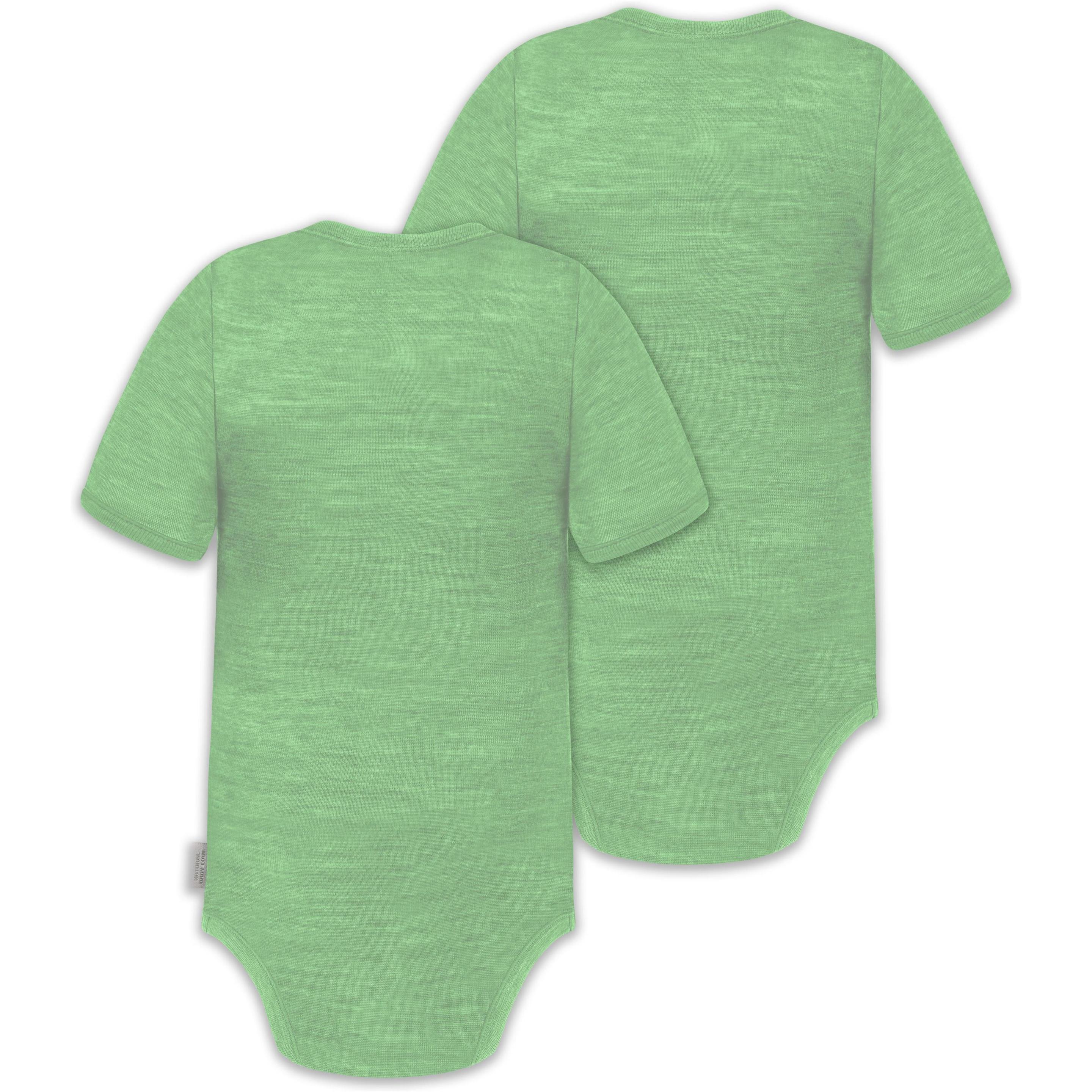 Thumbnail - Normani, Body, 2er Set Baby Merino Kurzarmbody „Tihoi" - 9309, Grün, (68)