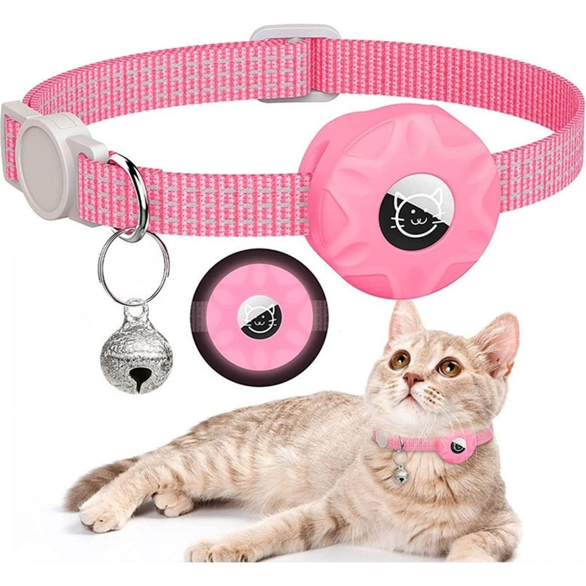 Thumbnail - König Design Katzenhalsband für Apple Airtag Hunde Reflektierend Hundehalsband Hülle Silikon, Tracker Zubehör, Rosa