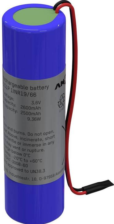 Immagine prodotto Ansmann Spezial-Akku 18650 Kabel Li-Ion 3.6 V 2600 mAh (1 pz., 18650, 2600 mAh)