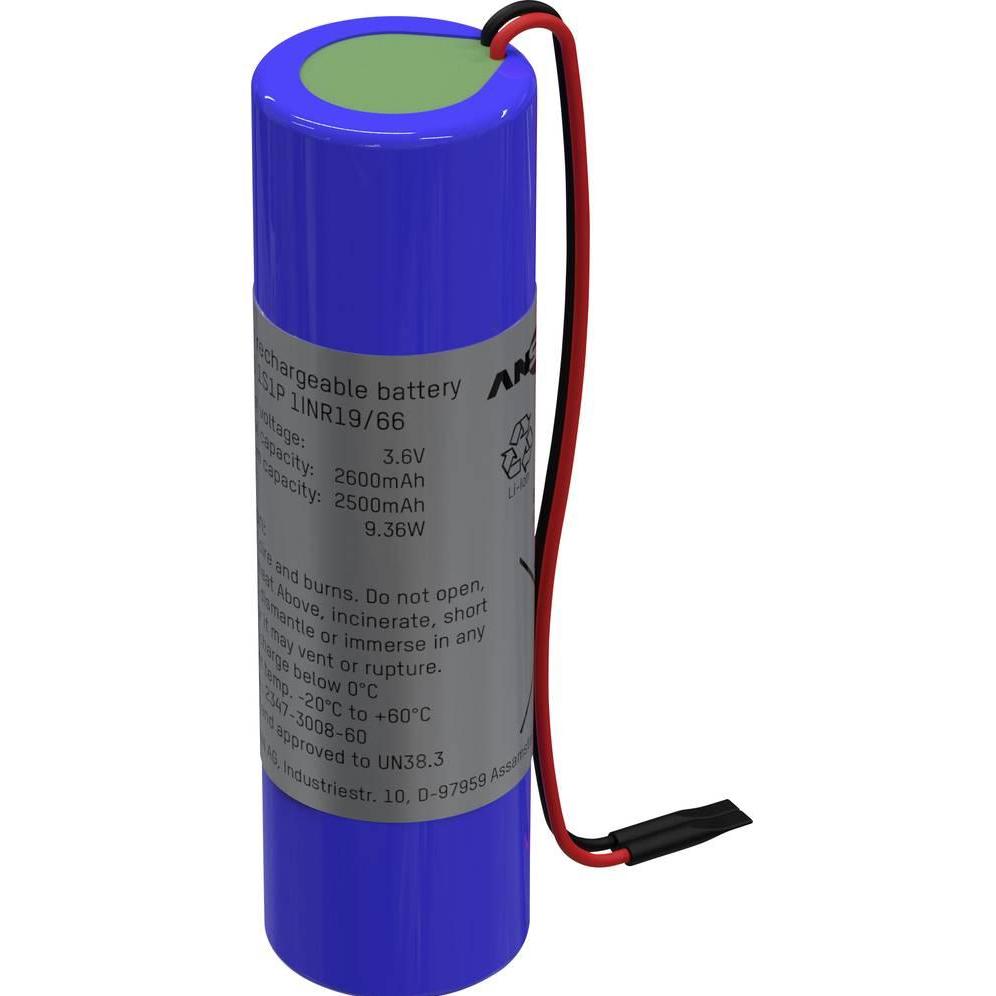 Ansmann Spezial-Akku 18650 Kabel Li-Ion 3.6 V 2600 mAh (1 pz., 18650, 2600 mAh), Batterie + pile