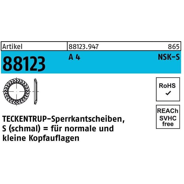 Teckentrup, Muttern + Unterlegscheiben, Sperrkantscheibe R 88123 NSK-S 4 A 4