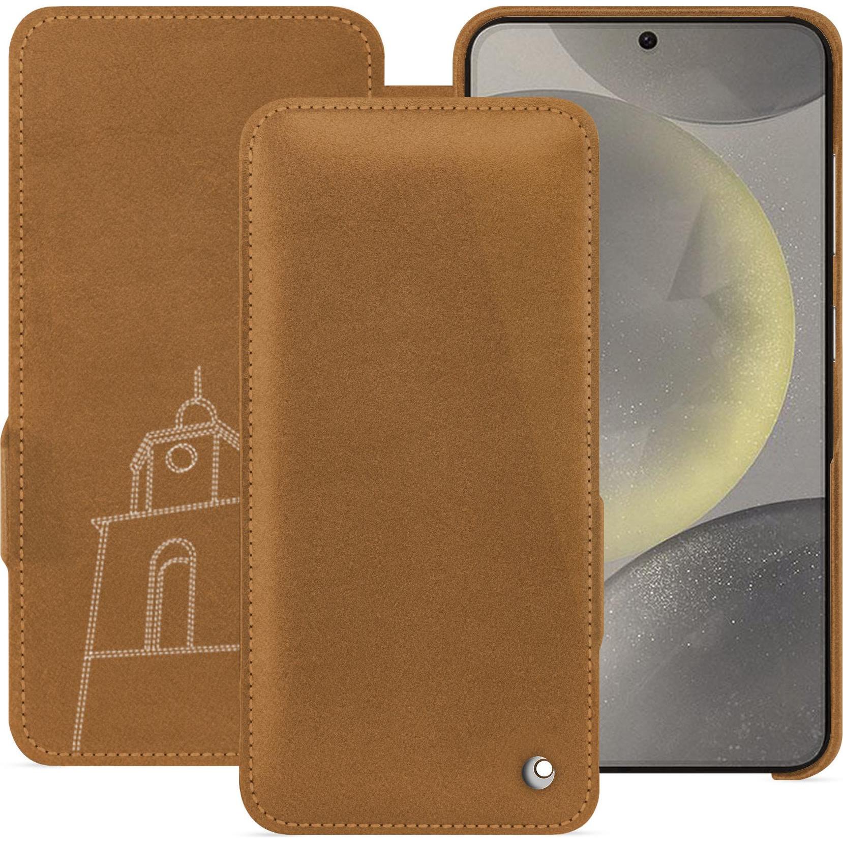 Noreve Lederschutzhülle horizontal (Samsung Galaxy S24), Smartphone Hülle, Braun