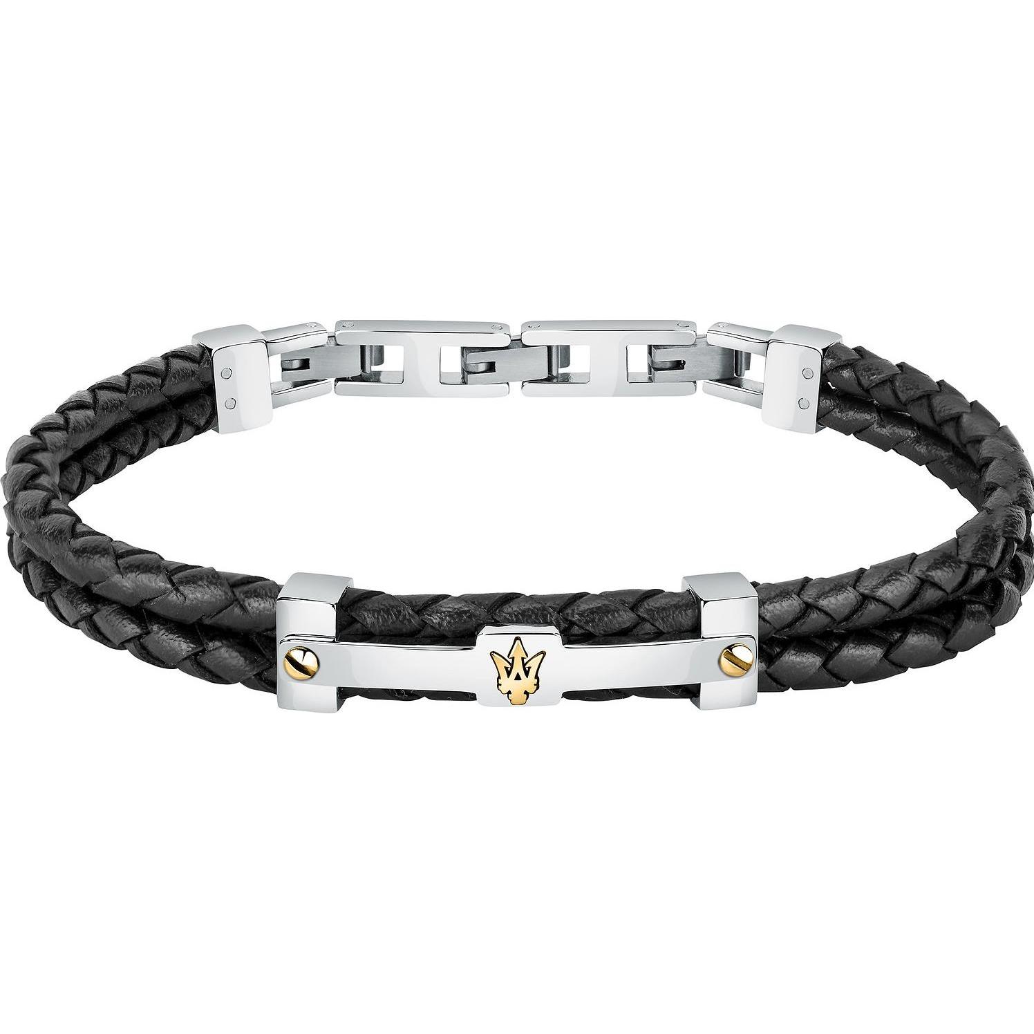 Maserati, Armschmuck, Armband, (22 cm, Edelstahl, Leder, Recycelt)
