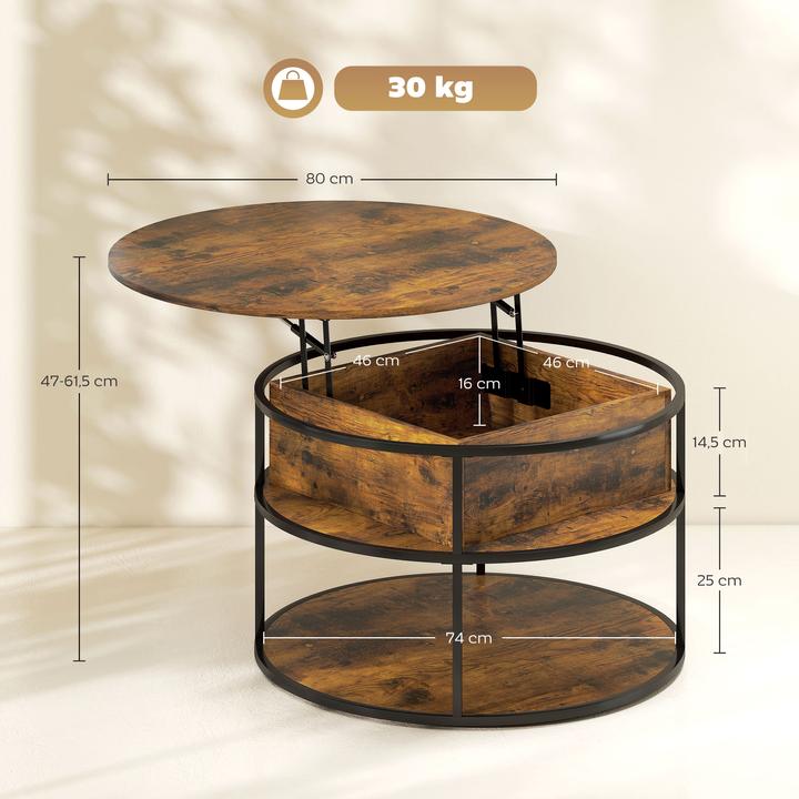 Produktbild Homcom höhenverstellbarer Couchtisch Spanplatte, Stahl Braun