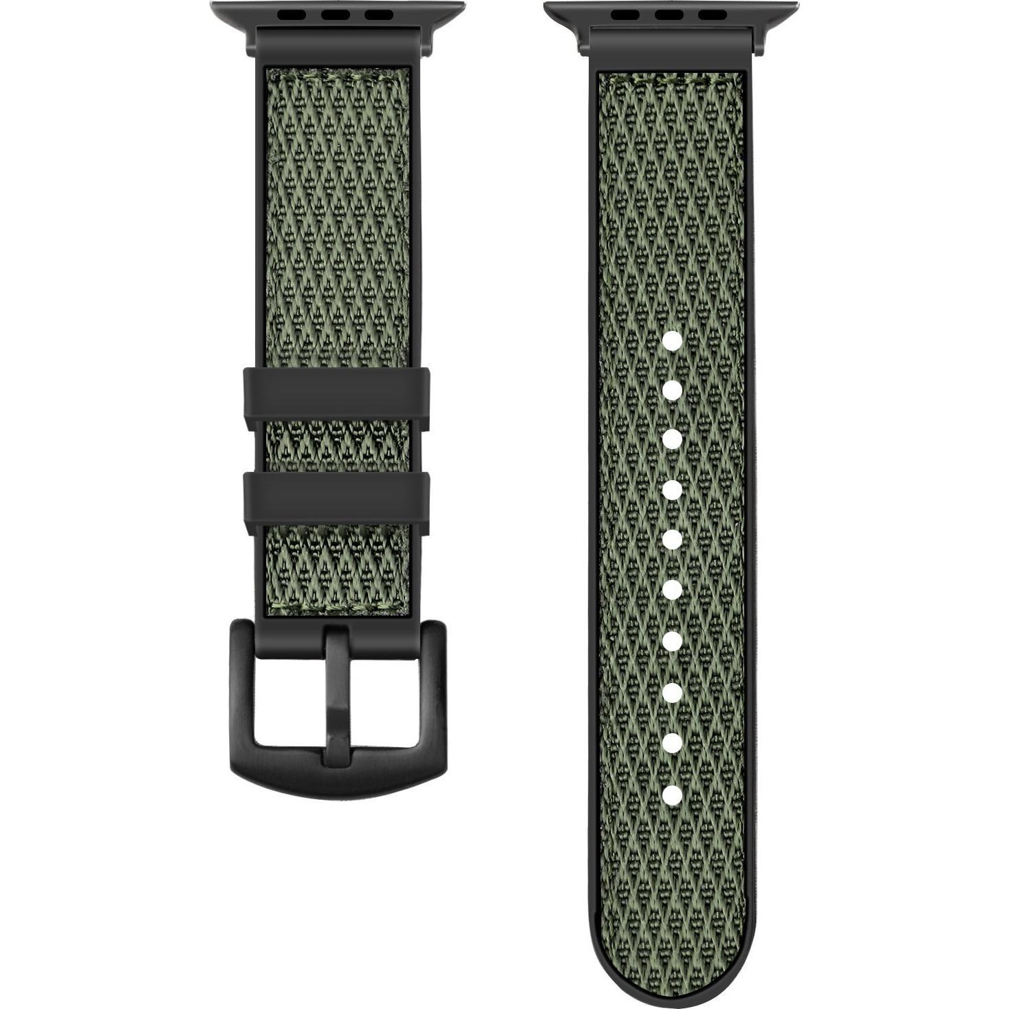 Strap-it Armband (Silikon, Nylon, Apple Watch), Uhrenarmband, Grün