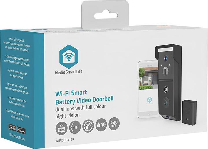 Image du produit Nedis SmartLife Video-Türsprechanlage | Batteriebetrieben | 2x Full HD 1080p | Cloud Storage (option (Sans fil)