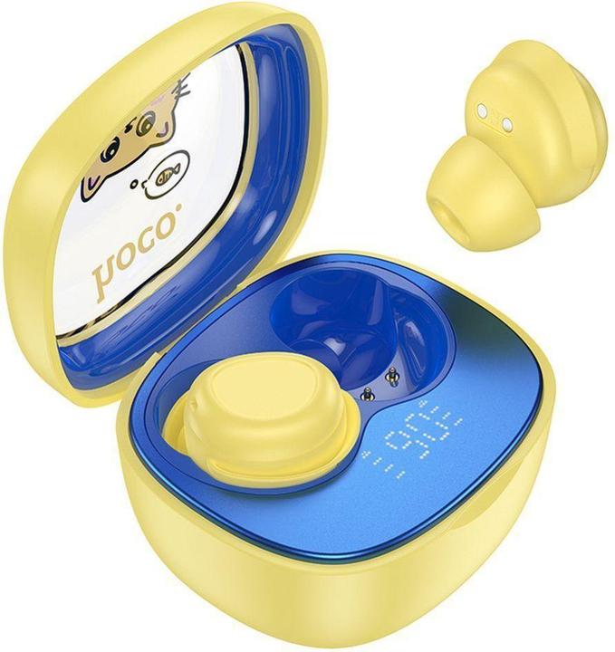 Actual product image Hoco Wireless headphones wireless earphones bluetooth TWS for kids EW111 yellow