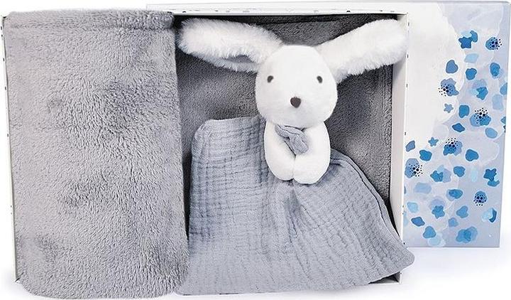 Produktbild Doudou et Compagnie Happy Glossy Decke und Schmusetuch,blau/grau(MQ2)**