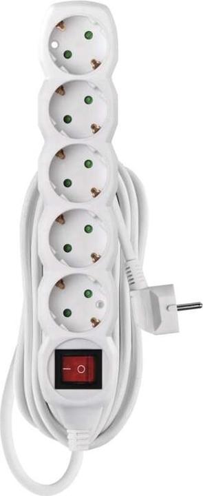 Actual product image Emos Ilgiklis 5 lizdÅ³ su Ä¯Å¾eminimu, jungikliu White (5 x, CEE 7/3, 5 m)