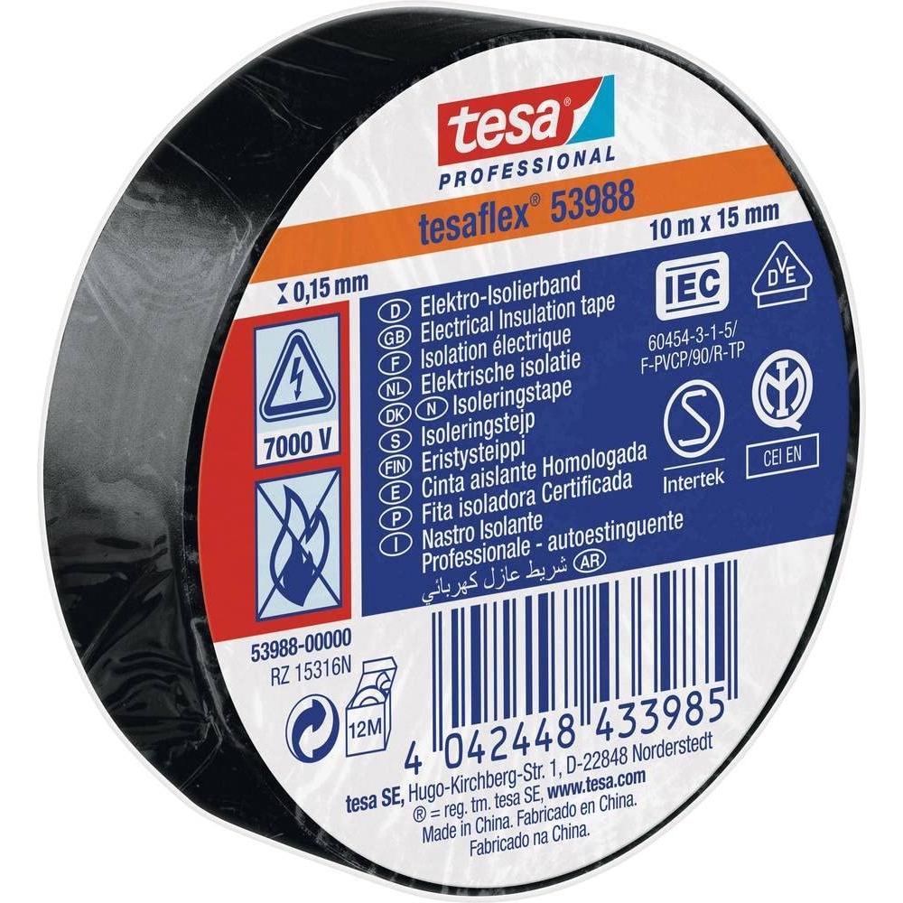 Thumbnail - tesa, Klebeband, 53988-00000-00 Isolierband Professional Schwarz (L x B) 10 m x 15 mm (15 mm)