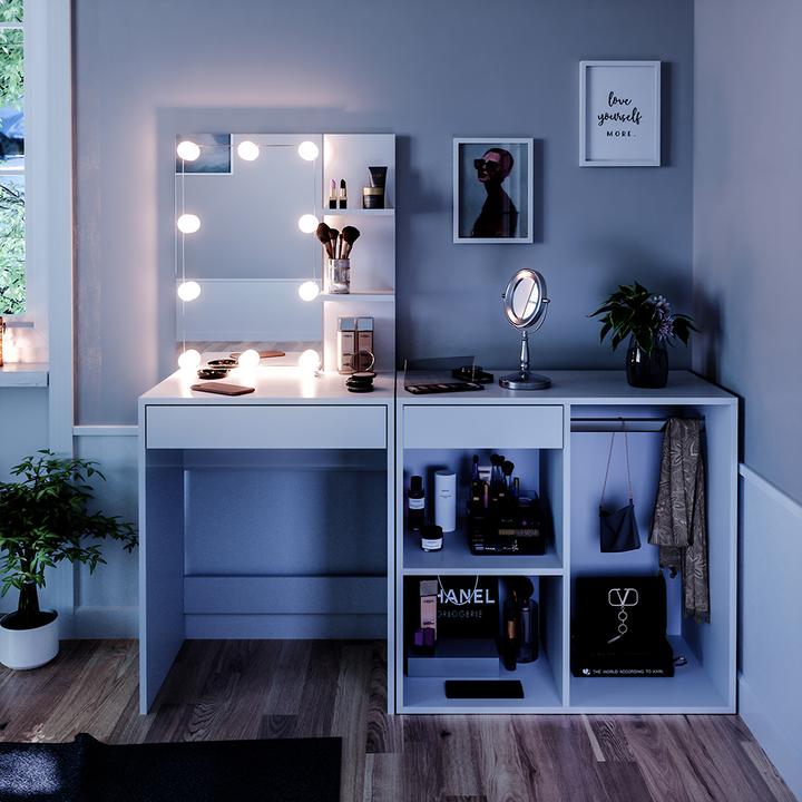 Produktbild Vicco Isabelle mit LED Beleuchtung und Schrank (140 x 40 x 140 cm)
