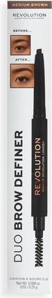 Actual product image Makeup Revolution Duo Brow Definer Pencil with Brush Medium Brown (Medium Brown)