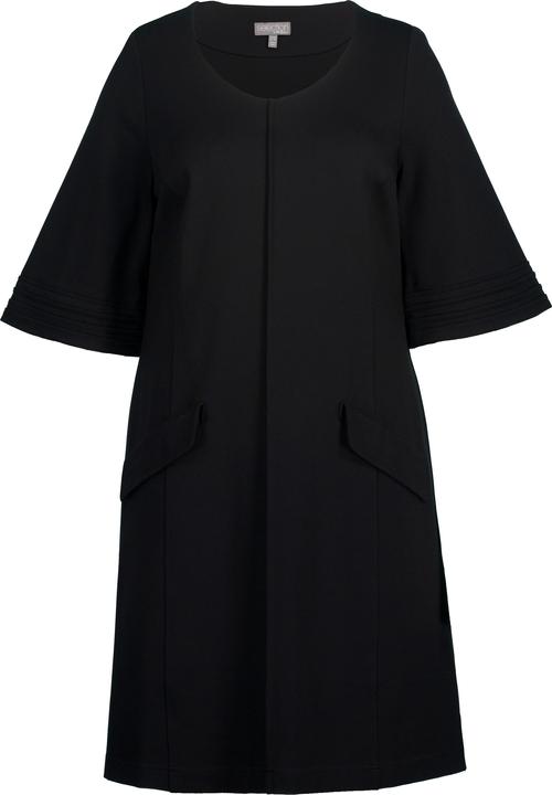 Image du produit Ulla Popken Robe midi en point de Rome, ligne en A, col en V, manches 3/4 (50, 52)