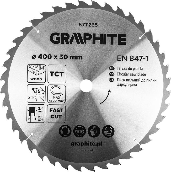Actual product image Graphite Sägeblatt, hartmetallbestückt, 400 x 30 mm, 40 Zähne