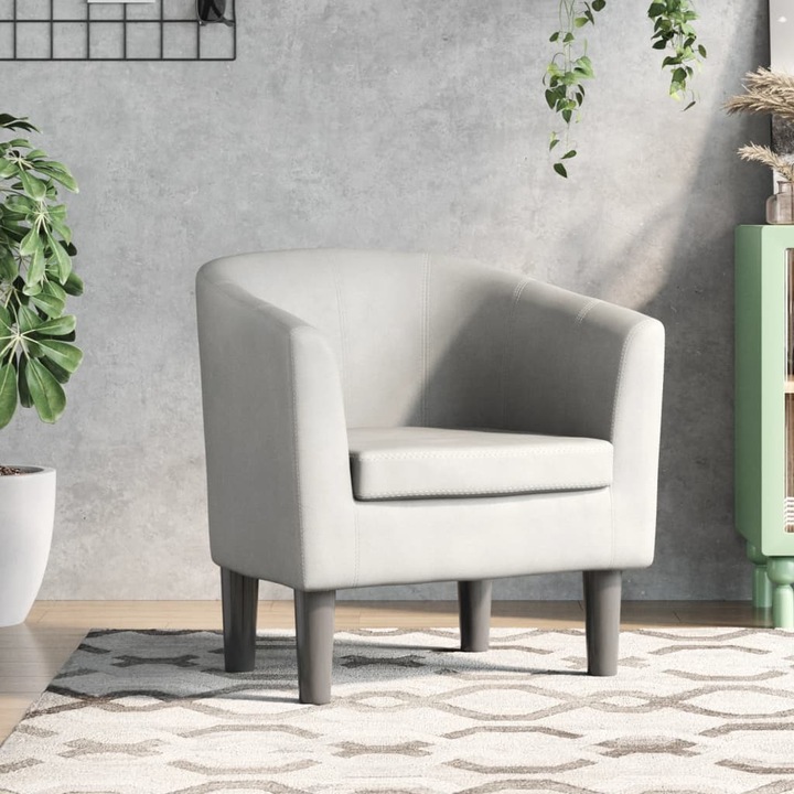 Produktbild VidaXL Clubsessel mit Fusshocker Weiss Kunstleder,Farbe